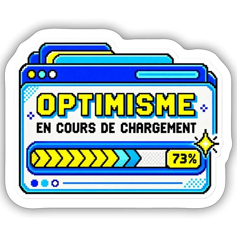 Optimisme en cours de chargement sur Sticker taille S (10 x 10 cm) · blanc mat
