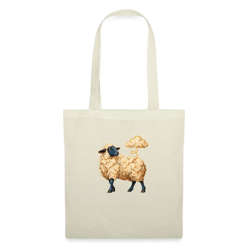 Mouton dont la laine devient nuage sur Sac en tissu · nature