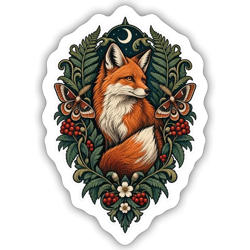 Renard héraldique sur Sticker taille S (10 x 10 cm) · blanc mat