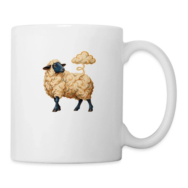 Mouton dont la laine devient nuage sur Mug blanc · blanc
