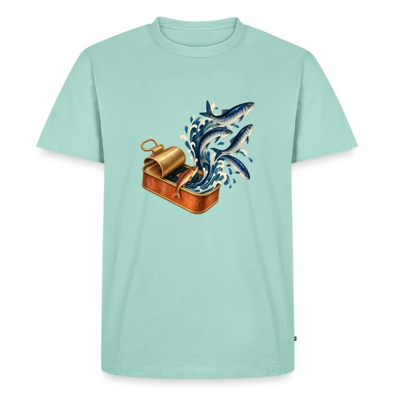 Sardines évadées dans les vagues sur T-shirt Premium bio Homme · menthe