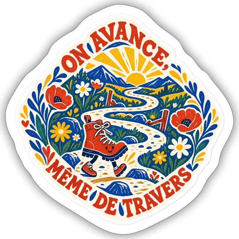On avance, même de travers sur Sticker taille S (10 x 10 cm) · blanc mat