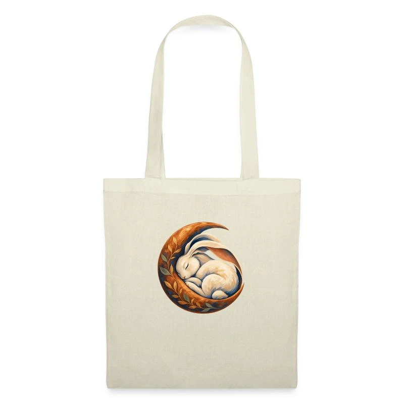 Lapin endormi dans un croissant de lune sur Sac en tissu · nature
