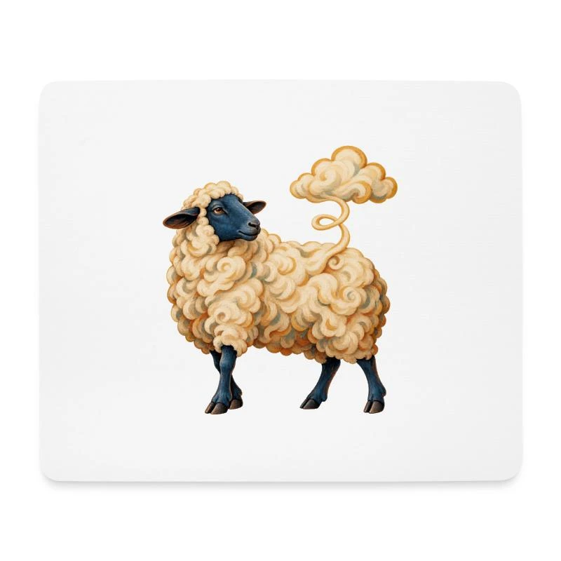 Mouton dont la laine devient nuage sur Tapis de souris (format paysage) · blanc