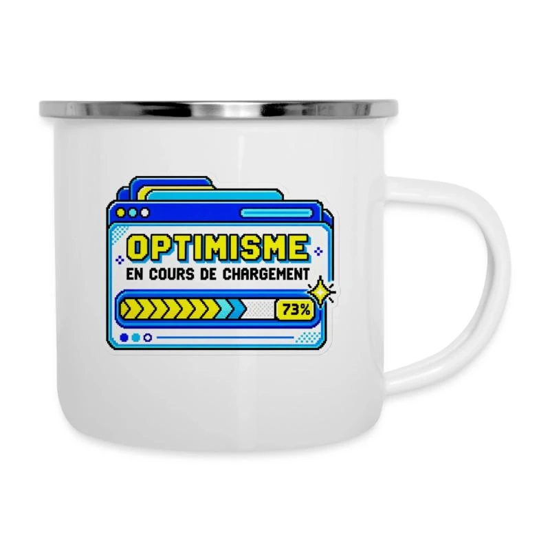 Optimisme en cours de chargement sur Tasse émaillée · blanc