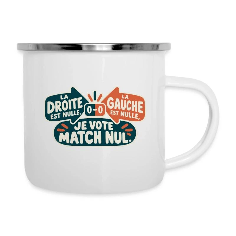Je vote match nul sur Tasse émaillée · blanc