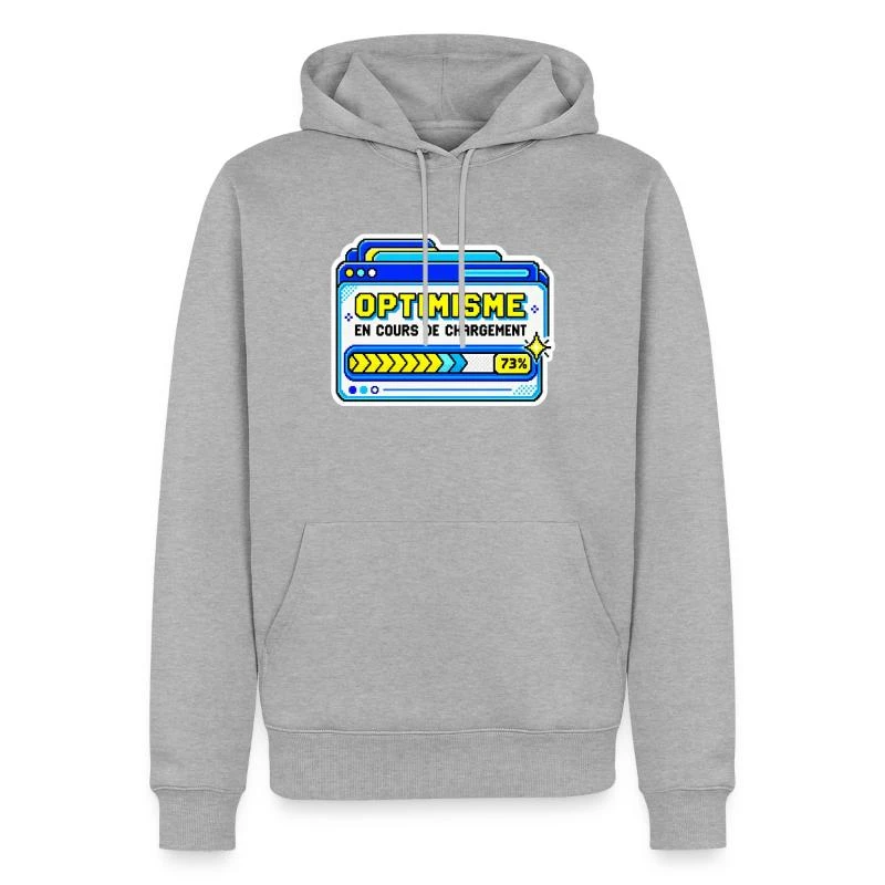 Optimisme en cours de chargement sur Sweat à capuche Premium bio Homme · gris chiné