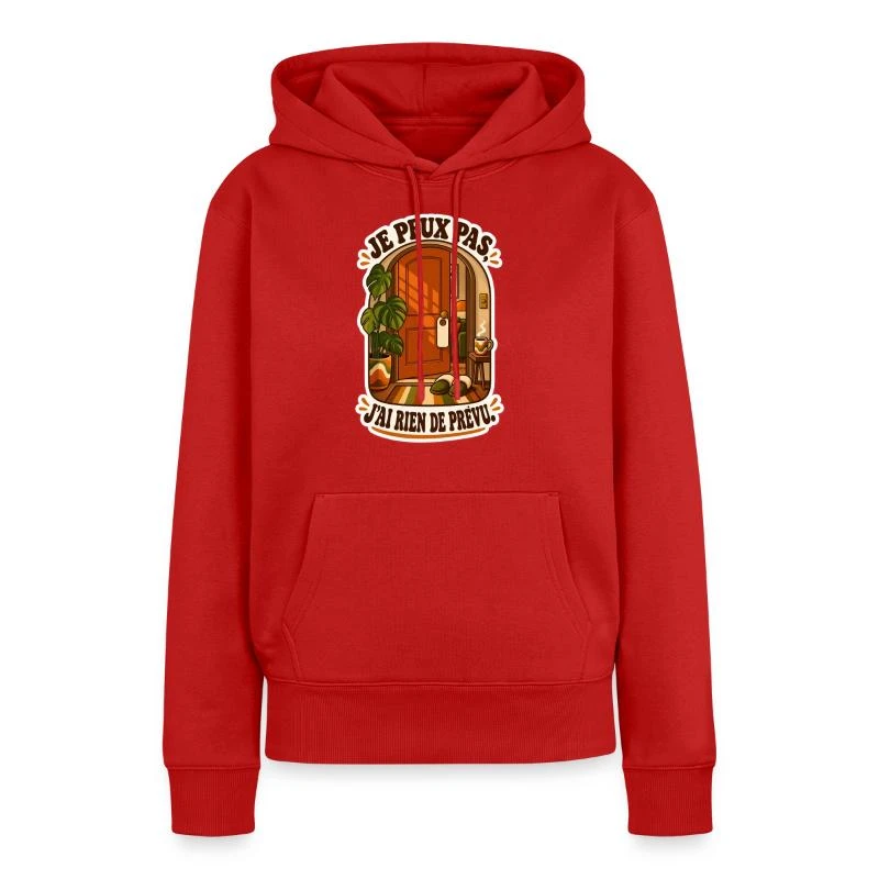 Je peux pas, j’ai rien de prévu sur Sweat à capuche Premium bio Femme · rouge