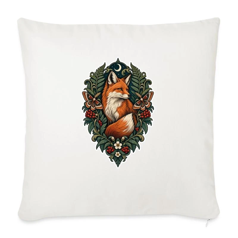 Renard héraldique sur Housse de coussin décorative 45 x 45 cm · blanc nature