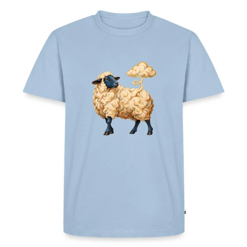 Mouton dont la laine devient nuage sur T-shirt Premium bio Homme · bleu clair