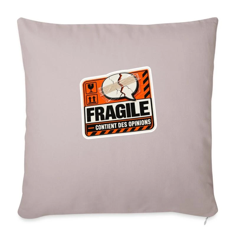 Fragile : contient des opinions sur Housse de coussin décorative 45 x 45 cm · taupe clair