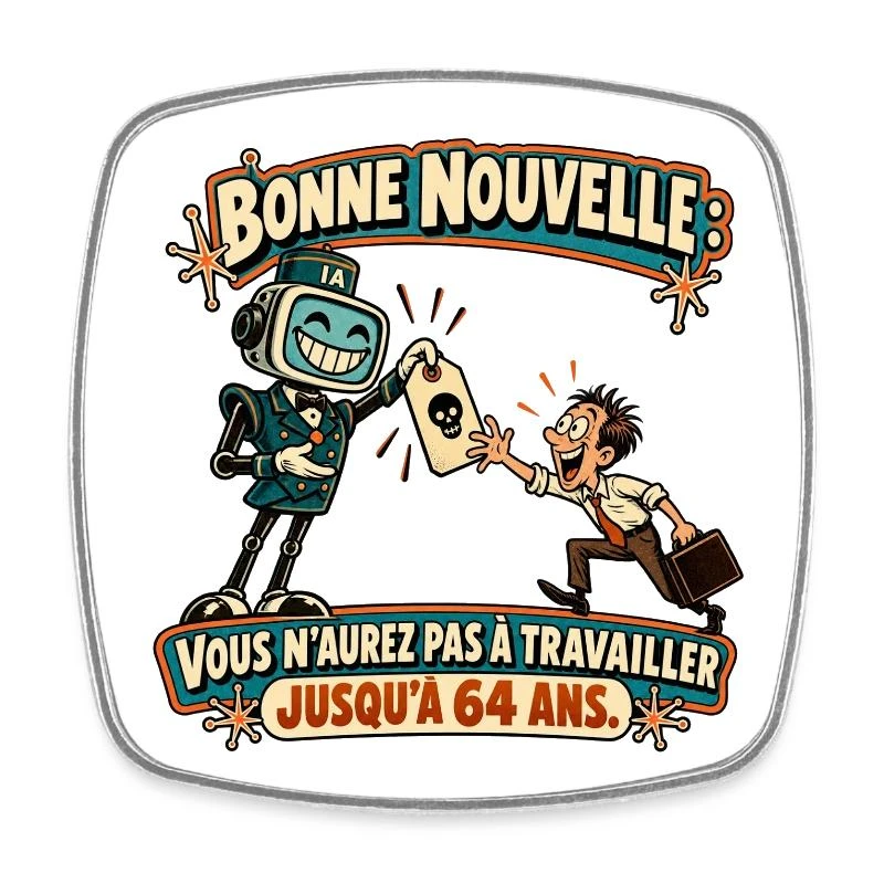 Retraite à 64 ans ? L’IA a une autre idée sur Magnet carré · blanc