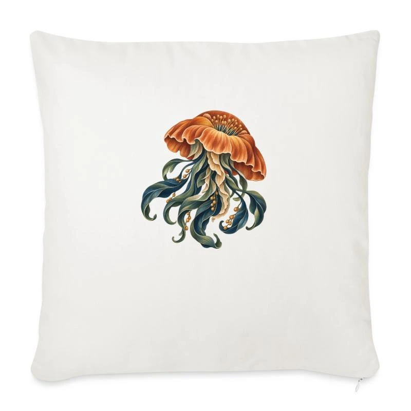 Méduse botanique sur Housse de coussin décorative 45 x 45 cm · blanc nature