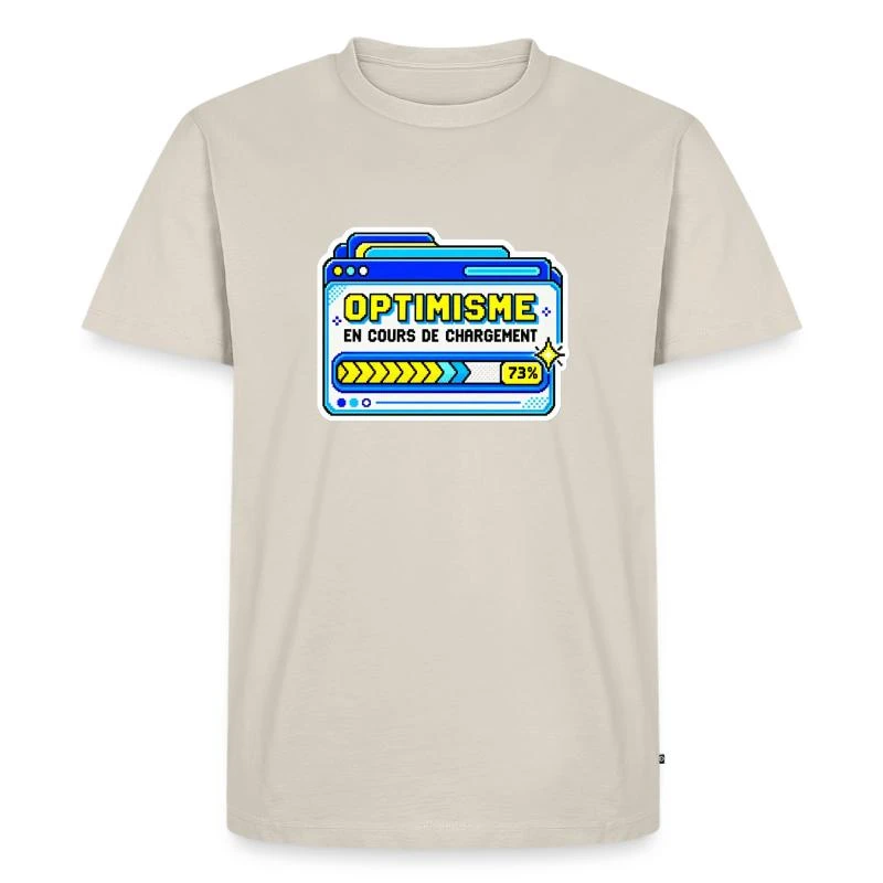 Optimisme en cours de chargement sur T-shirt Premium bio Homme · beige