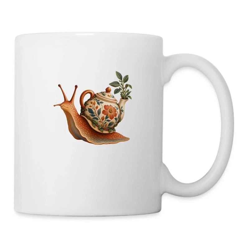 Escargot nomade à la théière fleurie sur Mug blanc · blanc