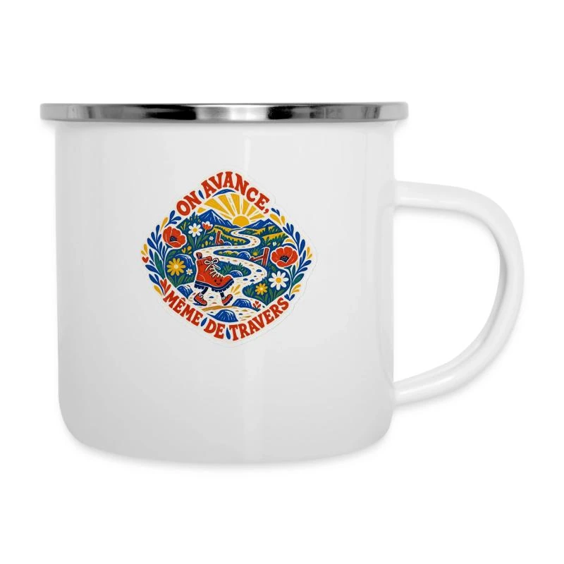 On avance, même de travers sur Tasse émaillée · blanc