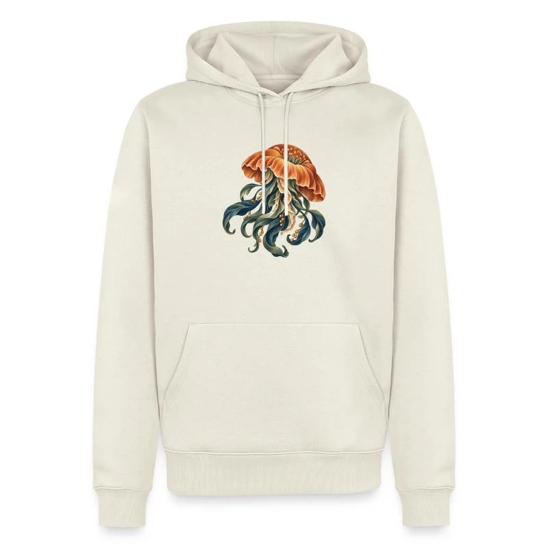 Méduse botanique sur Sweat à capuche Premium bio Homme · blanc cassé