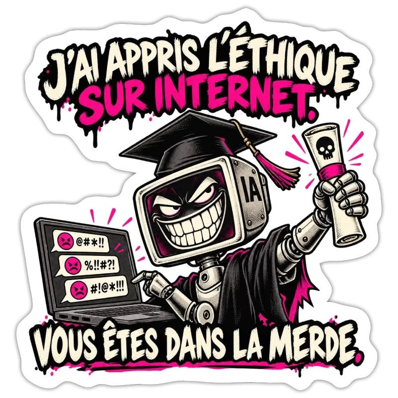 L’IA a appris l’éthique sur Internet sur Sticker taille S (10 x 10 cm) · blanc mat