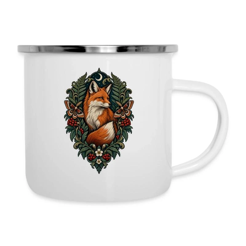 Renard héraldique sur Tasse émaillée · blanc