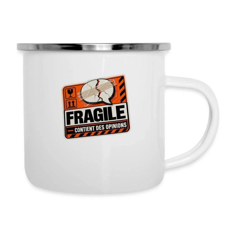 Fragile : contient des opinions sur Tasse émaillée · blanc