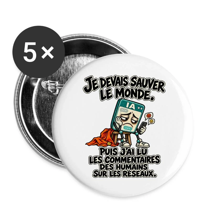 L’IA a lu les commentaires des humains sur Lot de 5 grands badges (56 mm) · blanc