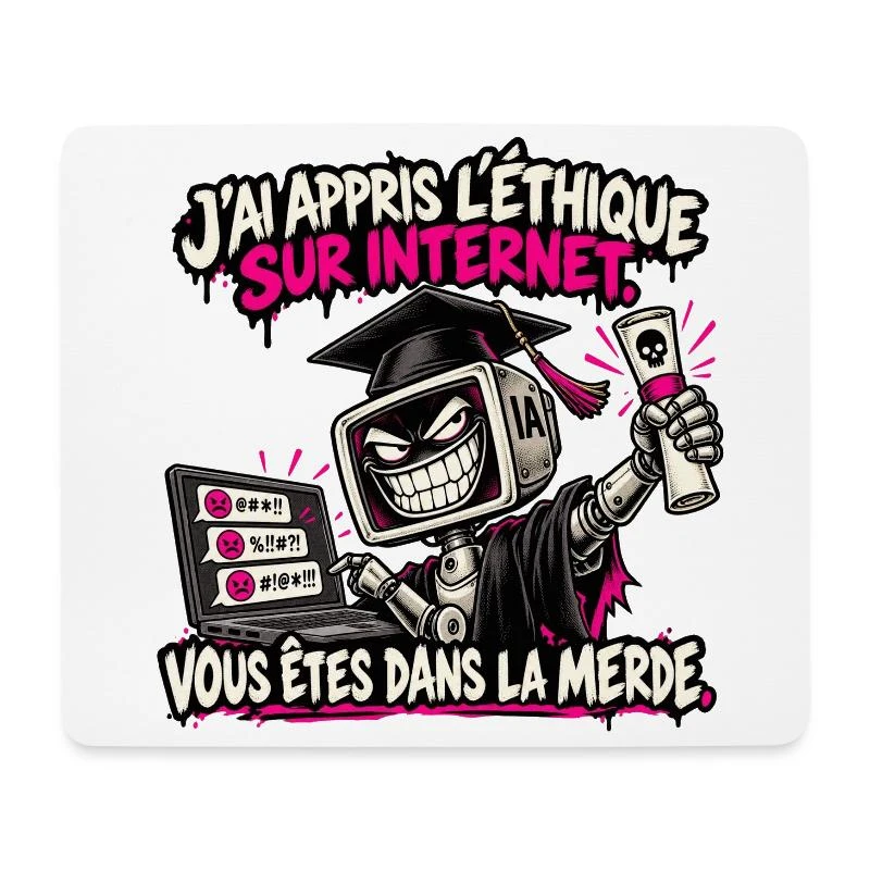 L’IA a appris l’éthique sur Internet sur Tapis de souris (format paysage) · blanc