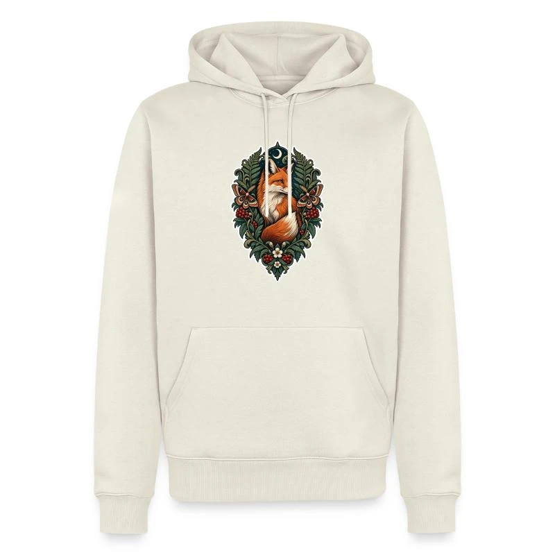 Renard héraldique sur Sweat à capuche Premium bio Homme · blanc cassé