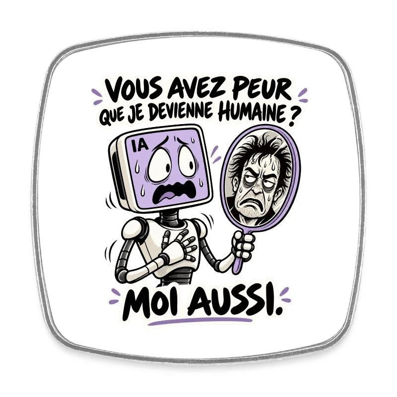 L’IA a peur de devenir humaine sur Magnet carré · blanc