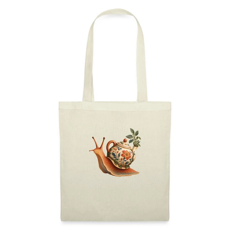 Escargot nomade à la théière fleurie sur Sac en tissu · nature