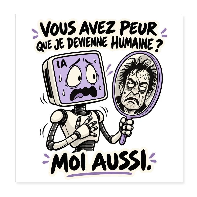 L’IA a peur de devenir humaine sur Poster 20 x 20 cm · blanc