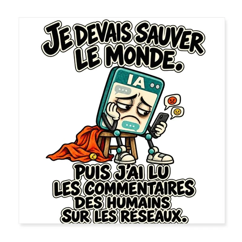 L’IA a lu les commentaires des humains sur Poster 20 x 20 cm · blanc