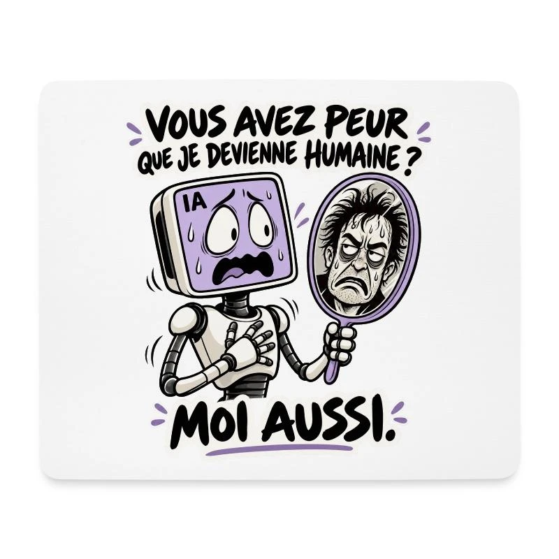 L’IA a peur de devenir humaine sur Tapis de souris (format paysage) · blanc