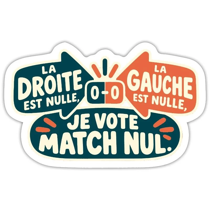 Je vote match nul sur Sticker taille S (10 x 10 cm) · blanc mat