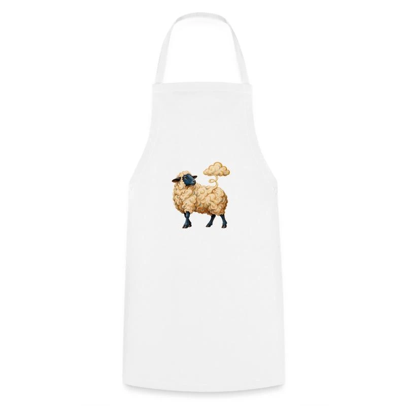 Mouton dont la laine devient nuage sur Tablier de cuisine · blanc