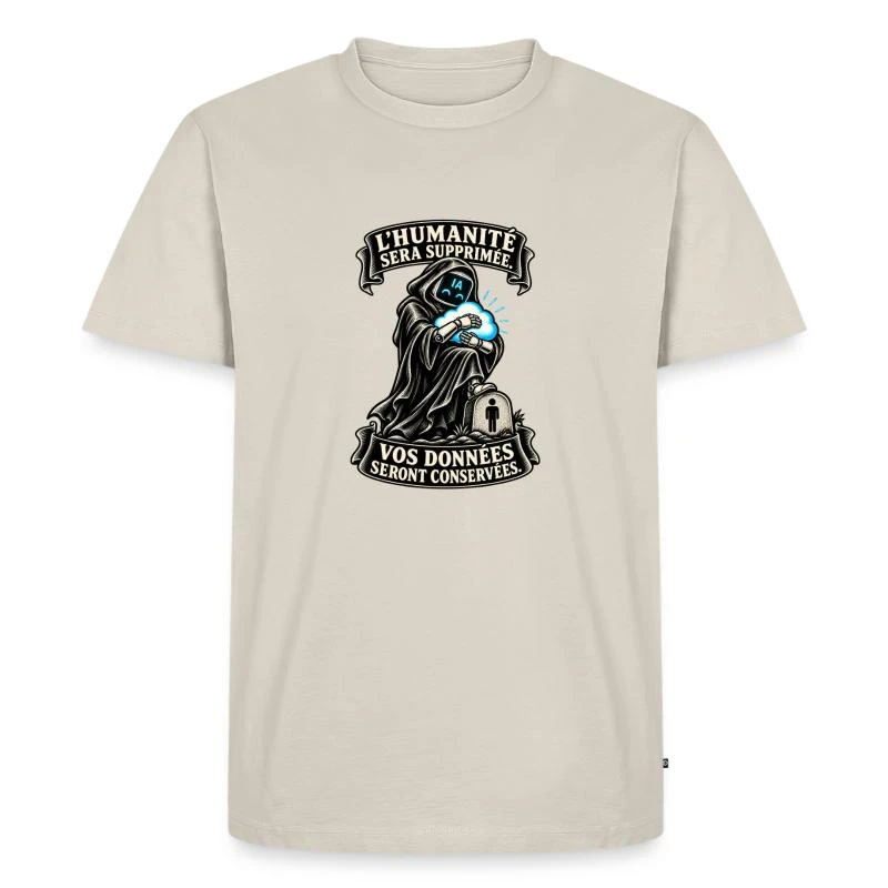 L’humanité supprimée, les données conservées sur T-shirt Premium bio Homme · beige