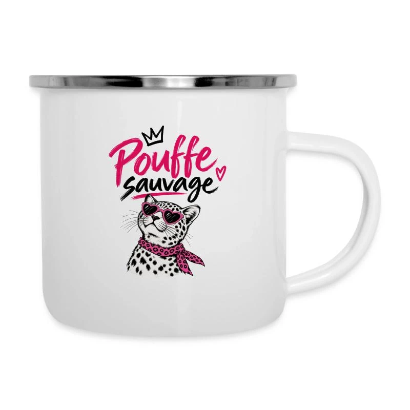 Pouffe sauvage sur Tasse émaillée · blanc