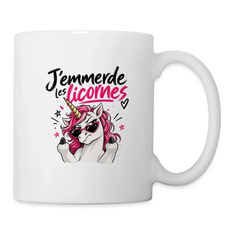 J’emmerde les licornes sur Mug en céramique · blanc