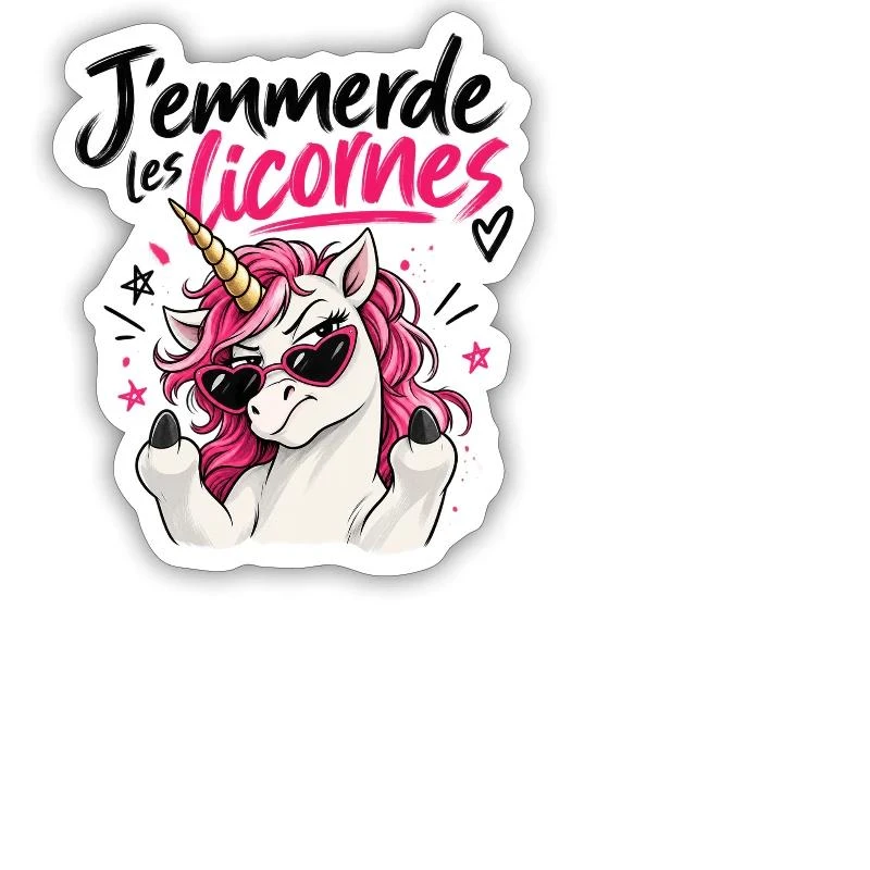 J’emmerde les licornes sur Sticker — taille M · blanc mat