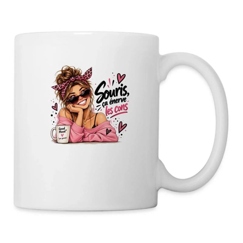 Souris, ça énerve les cons. sur Mug en céramique · blanc
