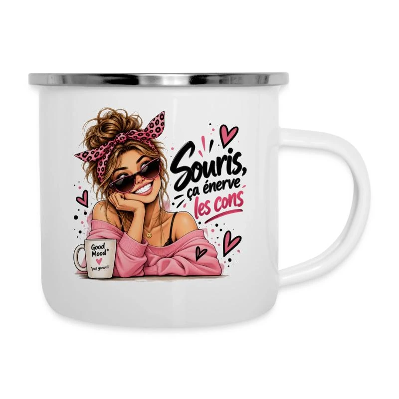 Souris, ça énerve les cons. sur Tasse émaillée · blanc