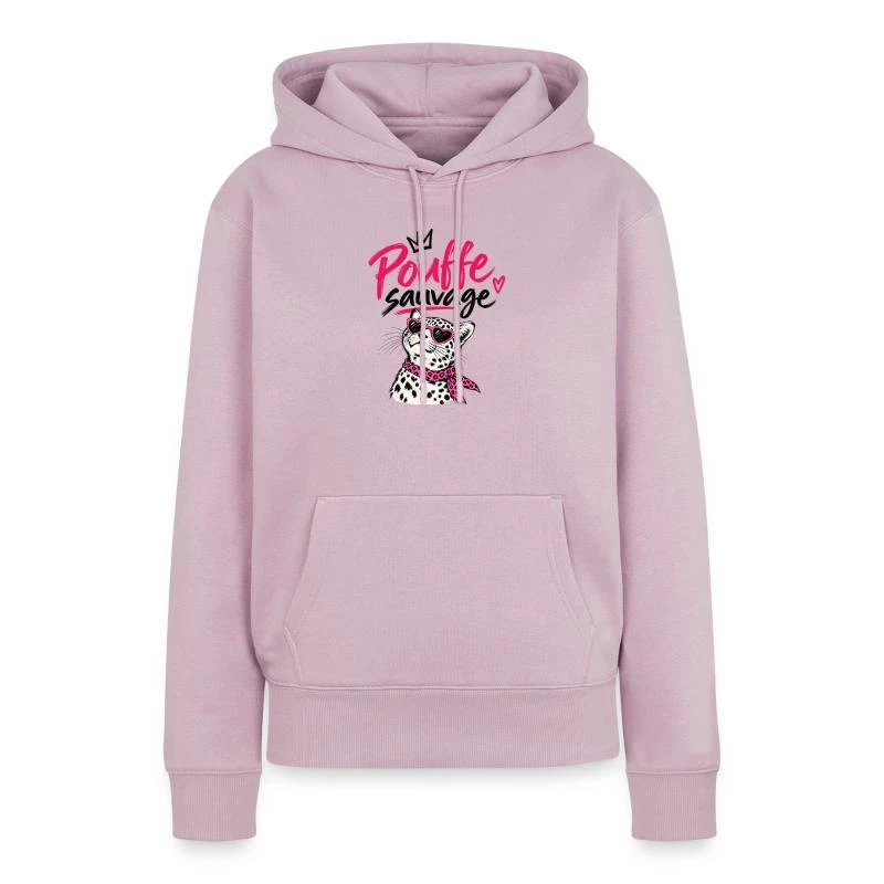 Pouffe sauvage sur Sweat à capuche Premium bio Femme · rose poudré