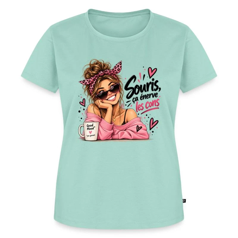 Souris, ça énerve les cons. sur T-shirt Premium bio Femme · menthe