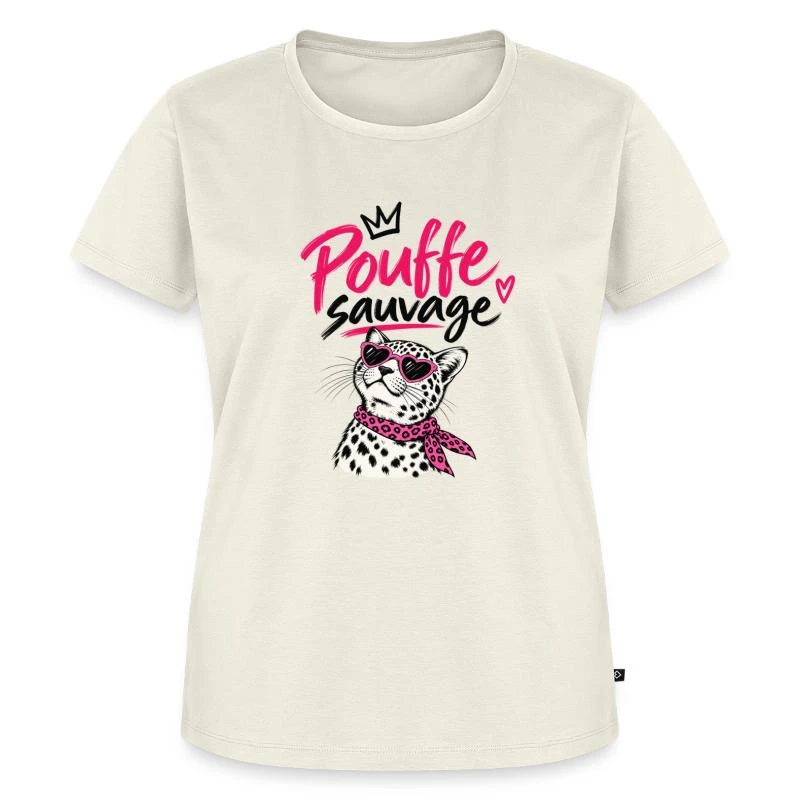 Pouffe sauvage sur T-shirt Premium bio Femme · blanc cassé