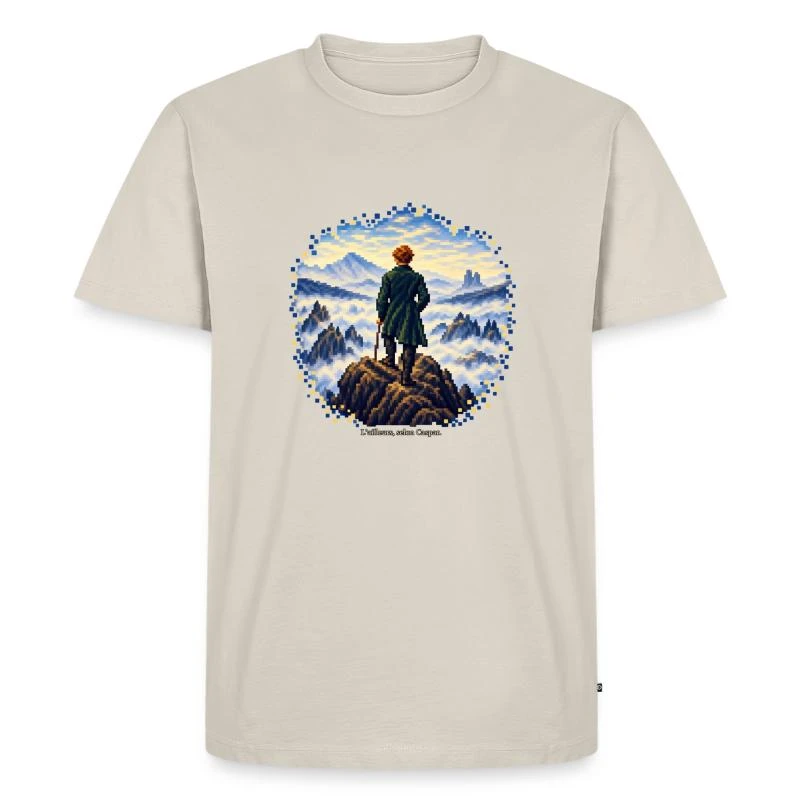 Le Voyageur en pixel art - Caspar Friedrich sur T-shirt Premium bio Homme · beige