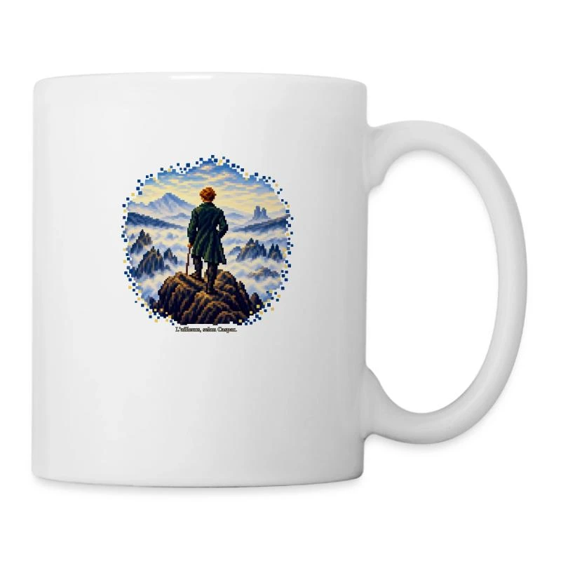 Le Voyageur en pixel art - Caspar Friedrich sur Mug en céramique · blanc