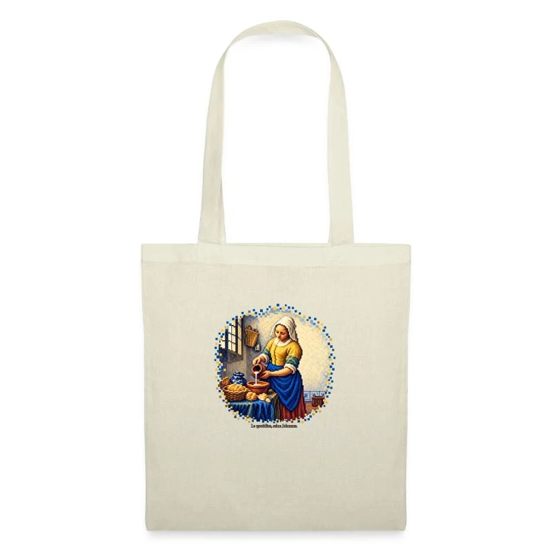 La Laitière en pixel art - Vermeer sur Sac en tissu · nature