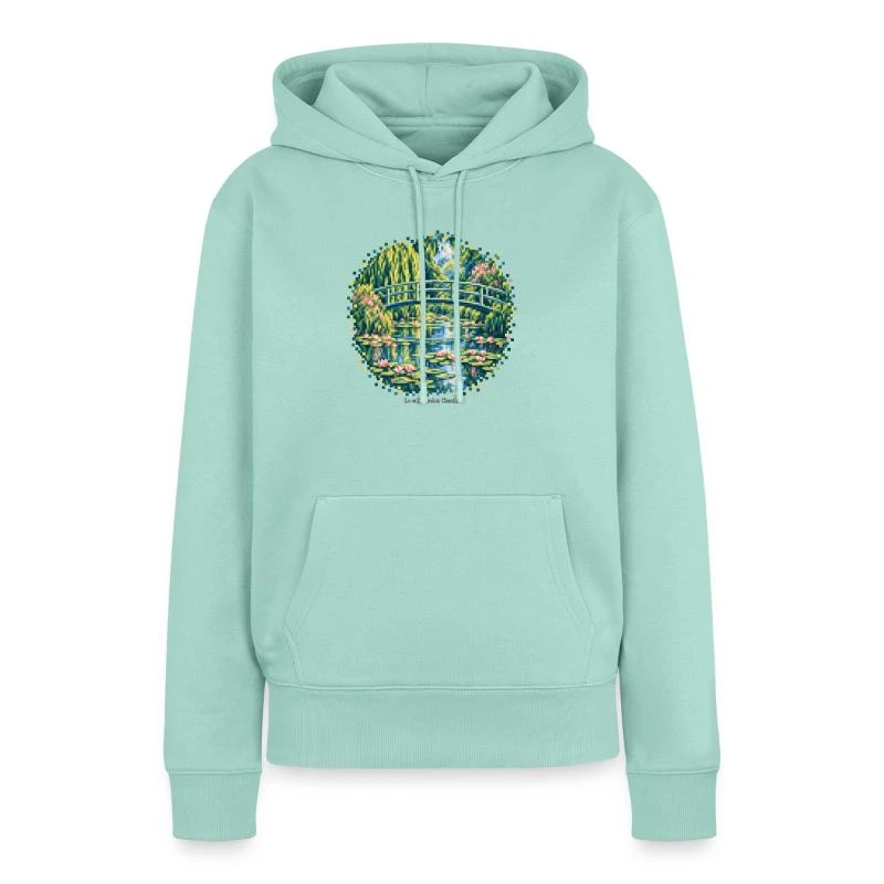 Le Bassin aux nymphéas en pixel art - Monet sur Sweat à capuche Premium bio Femme · menthe
