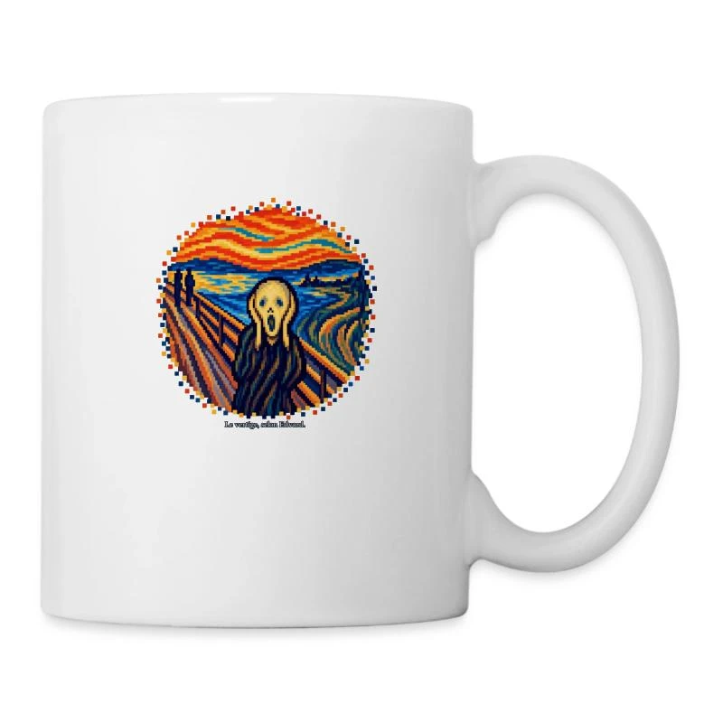 Le Cri en pixel art - Edvard Munch sur Mug en céramique · blanc