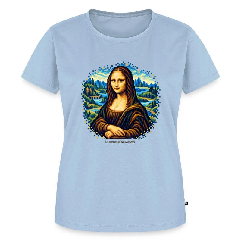 La Joconde en pixel art sur T-shirt Premium bio Femme · bleu clair