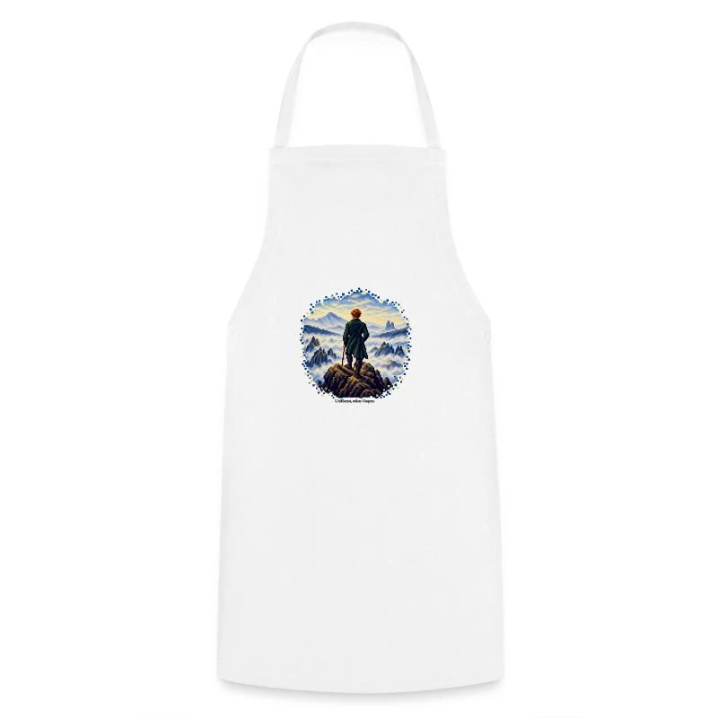 Le Voyageur en pixel art - Caspar Friedrich sur Tablier de cuisine · blanc